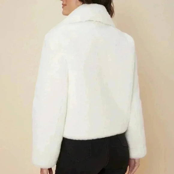 Shein Motf premium faux fur moto cropped jacket white - Picture 12 of 15